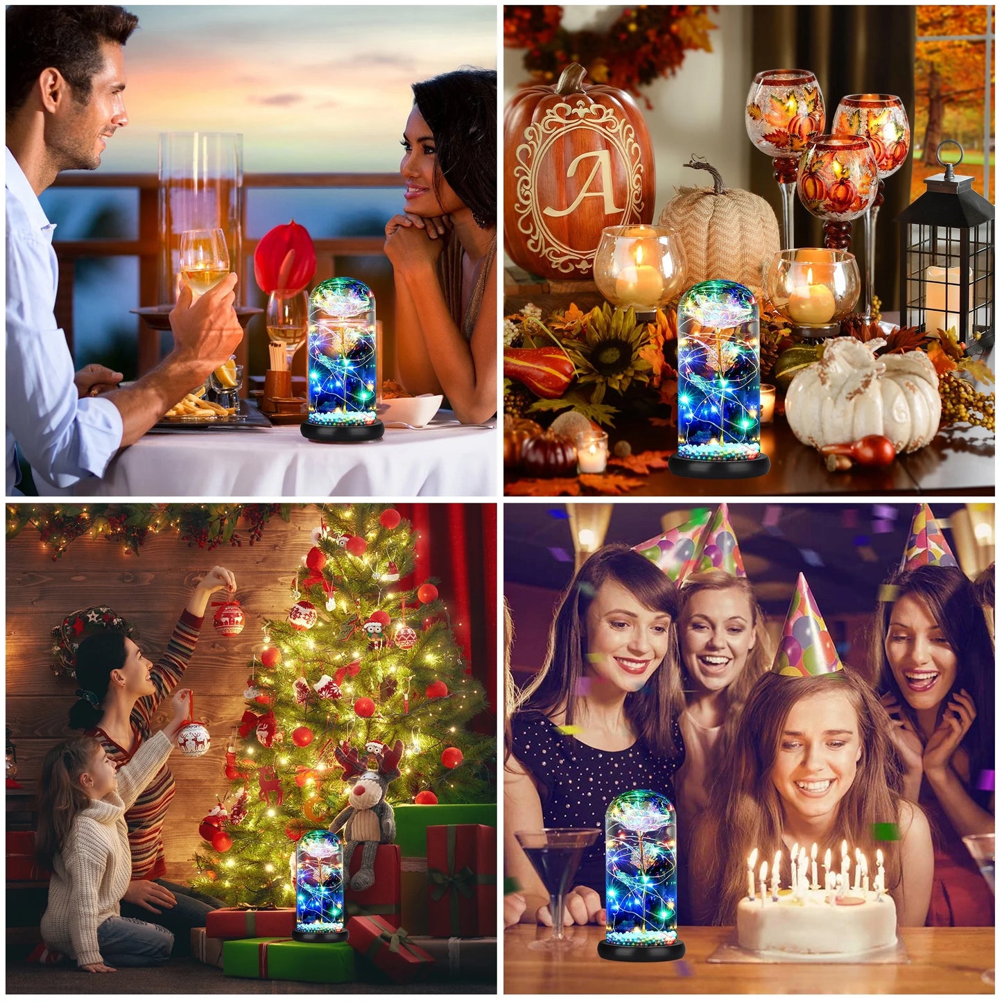 Galaxy Rose Light, Xmas Romantic Unique Artificial Flower with LED Lamp String Gift for Christmas Thanksgiving Day