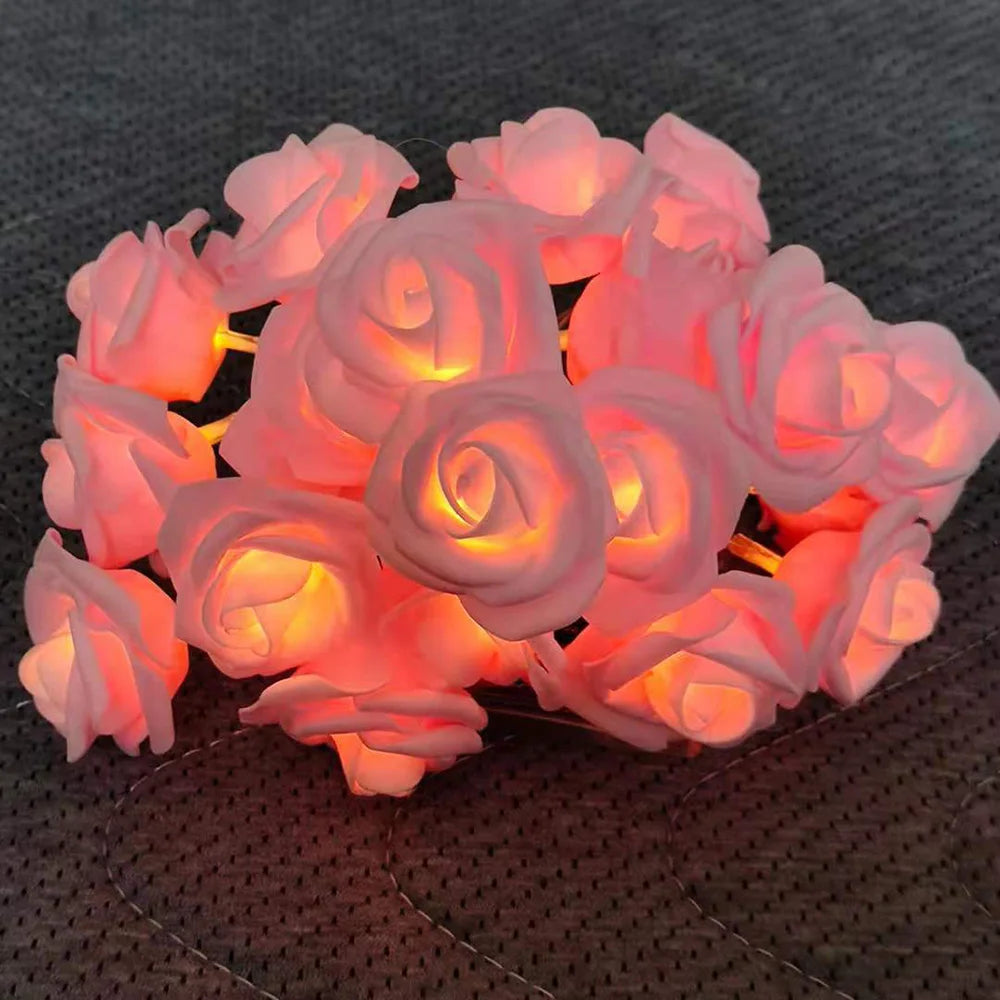 3M 20 LED Rose String Lights Battery Operated Flower Garland Fairy Lights Valentine Wedding Party Decoration Christmas Lights