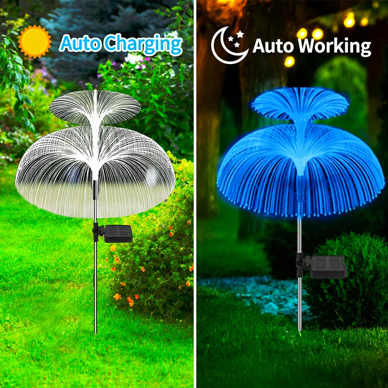 Solar Flowers Lights Waterproof Jellyfish Outdoor Garden Decor Solar Lights for Yard Patio Pathway Lawn Solar Lamp