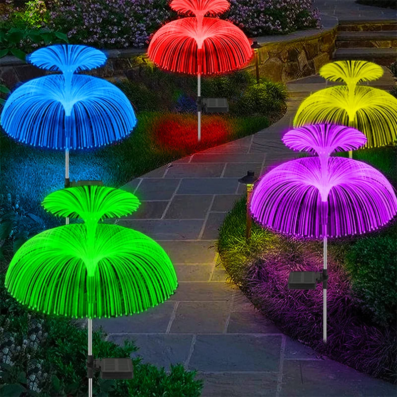 Solar Flowers Lights Waterproof Jellyfish Outdoor Garden Decor Solar Lights for Yard Patio Pathway Lawn Solar Lamp