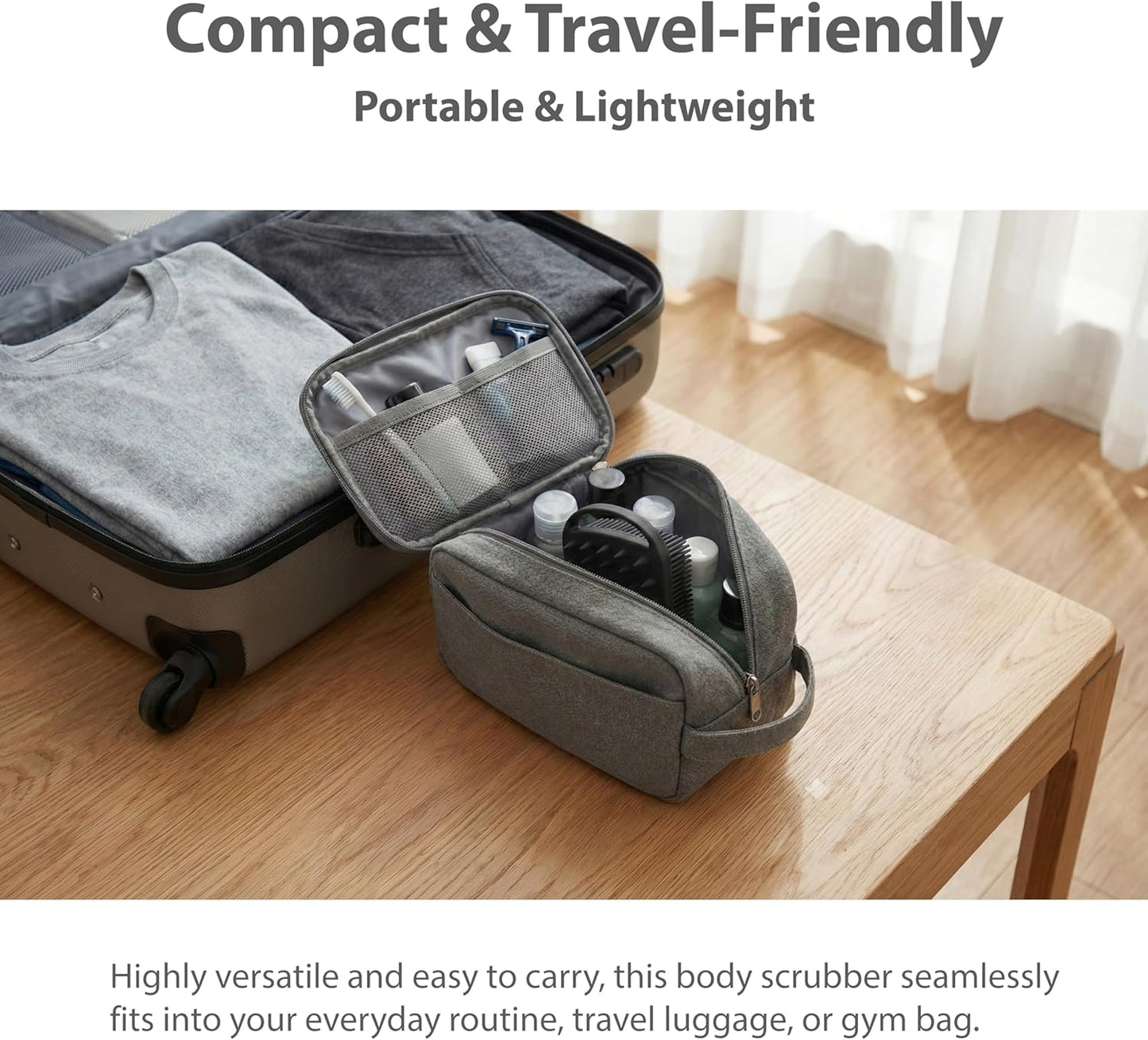 2 PC Silicone Body Scrubber, 2 in 1 Exfoliating Shower Bath Scrubber, Soft Silicone Loofah for Sensitive Skin, Shower Hair Scalp Massager, Easy to Clean, Lather Well (Grey&Black)