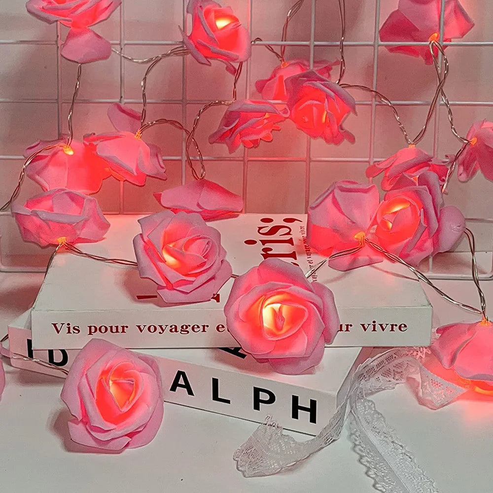 3M 20 LED Rose String Lights Battery Operated Flower Garland Fairy Lights Valentine Wedding Party Decoration Christmas Lights