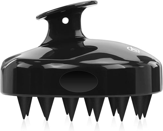 Scalp Scrubber Scalp Massager Hair Growth, Shower Shampoo Brush with Silicone Bristles for Dandruff Removal and Hair Care, Wet & Dry Hair Massager Scalp Exfoliator for Men Women Kids，Black