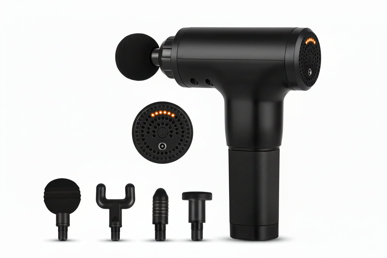 Massage Gun Percussion Massager Deep Tissue Muscle Vibrating Relaxing + 4 Heads