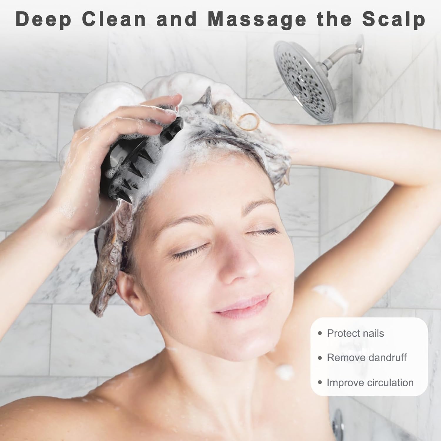 Scalp Scrubber Scalp Massager Hair Growth, Shower Shampoo Brush with Silicone Bristles for Dandruff Removal and Hair Care, Wet & Dry Hair Massager Scalp Exfoliator for Men Women Kids，Black