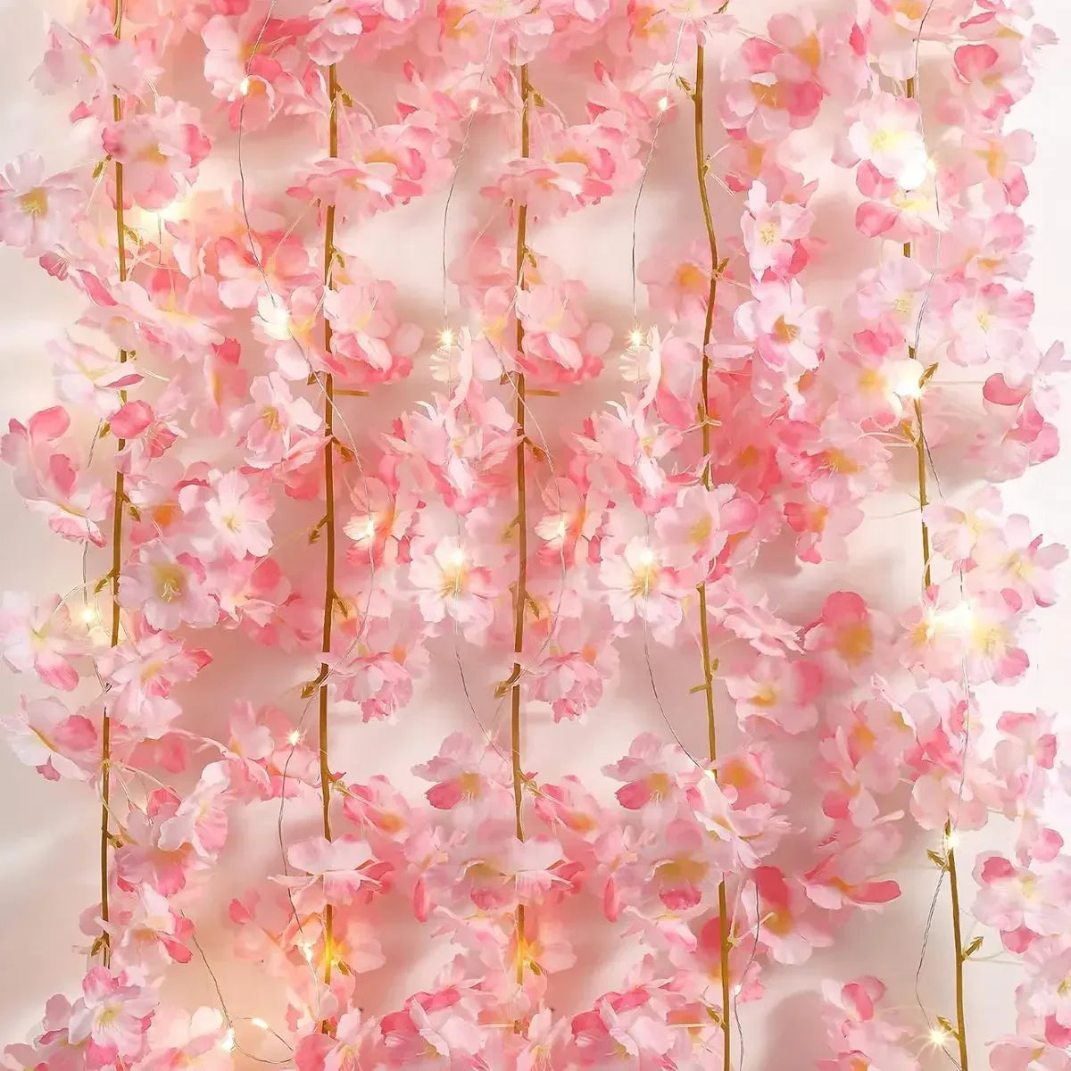 2M 20Leds Cherry Blossom String Light Garland Artificial Flower Vines Fairy Lights for Bedroom Wedding Party Holiday Decoration