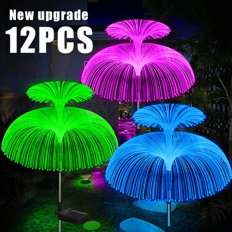 Solar Flowers Lights Waterproof Jellyfish Outdoor Garden Decor Solar Lights for Yard Patio Pathway Lawn Solar Lamp