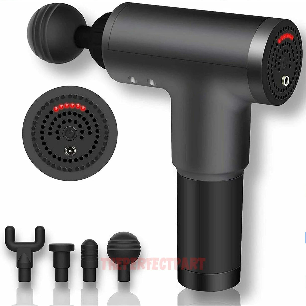 Massage Gun Percussion Massager Deep Tissue Muscle Vibrating Relaxing + 4 Heads