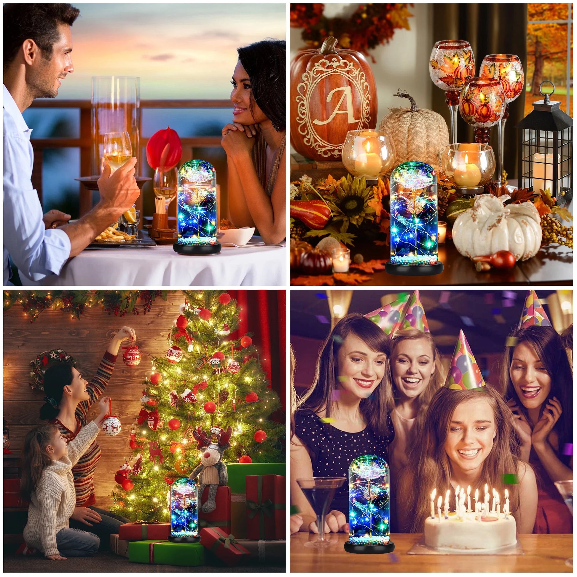 Galaxy Rose Light, Xmas Romantic Unique Artificial Flower with LED Lamp String Gift for Christmas Thanksgiving Day