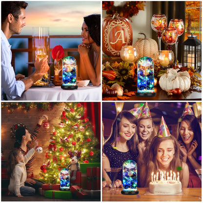 Galaxy Rose Light, Xmas Romantic Unique Artificial Flower with LED Lamp String Gift for Christmas Thanksgiving Day