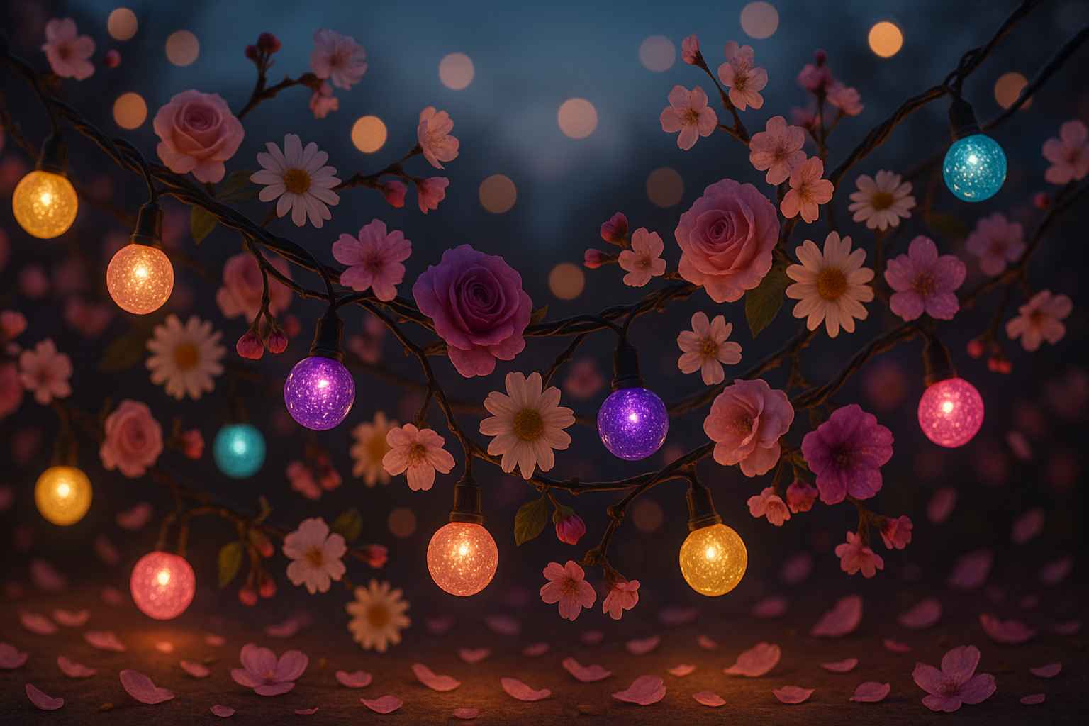 decrocations lights with beautifull colours and some flowers