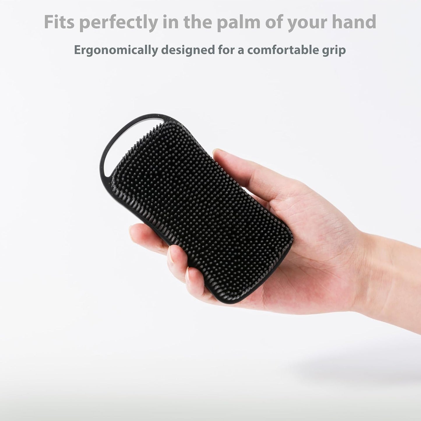 2 PC Silicone Body Scrubber, 2 in 1 Exfoliating Shower Bath Scrubber, Soft Silicone Loofah for Sensitive Skin, Shower Hair Scalp Massager, Easy to Clean, Lather Well (Grey&Black)