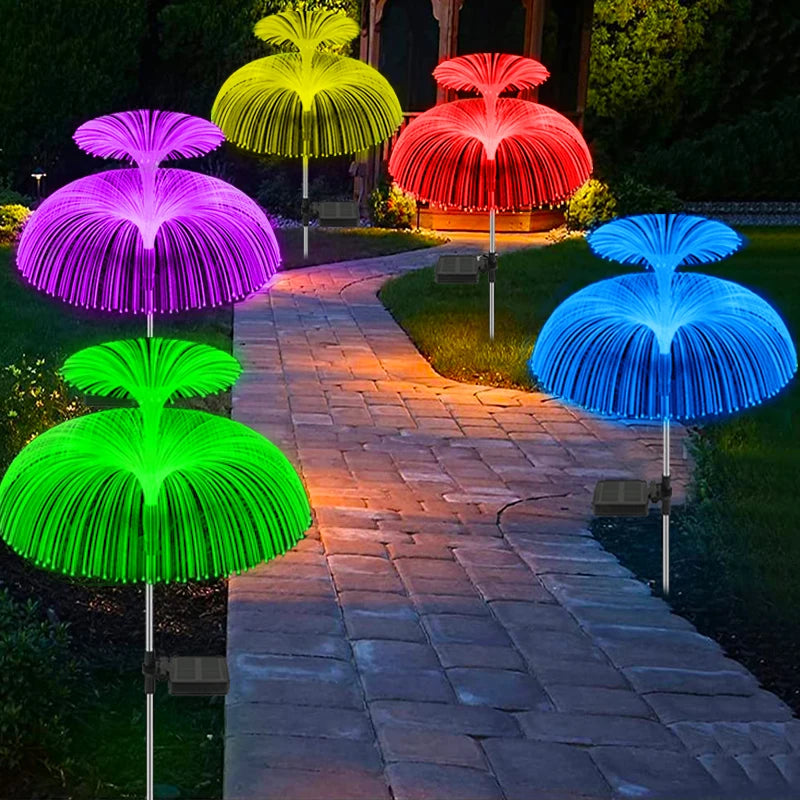 Solar Flowers Lights Waterproof Jellyfish Outdoor Garden Decor Solar Lights for Yard Patio Pathway Lawn Solar Lamp