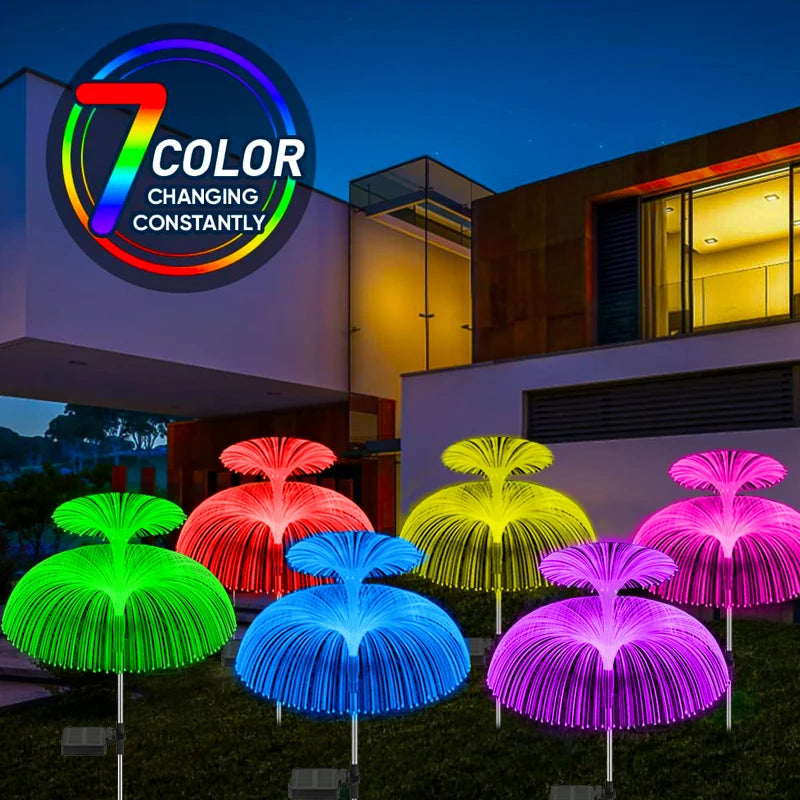 Solar Flowers Lights Waterproof Jellyfish Outdoor Garden Decor Solar Lights for Yard Patio Pathway Lawn Solar Lamp